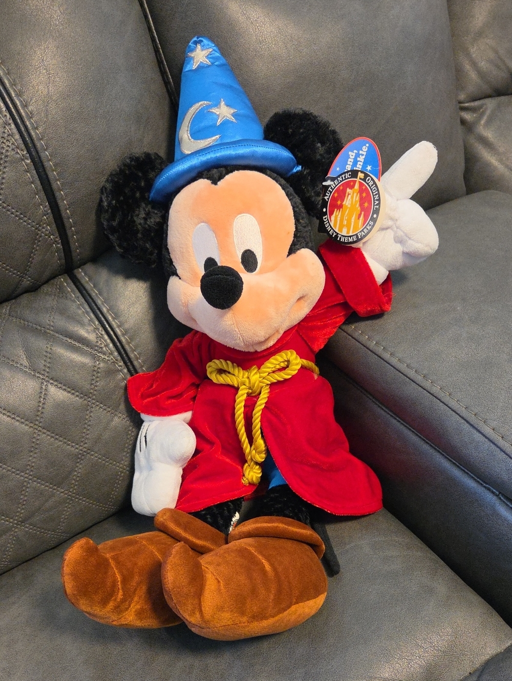 Disney Mickey Mouse Sorcerer Plush - Red Robe, Blue Hat, Brown Shoes